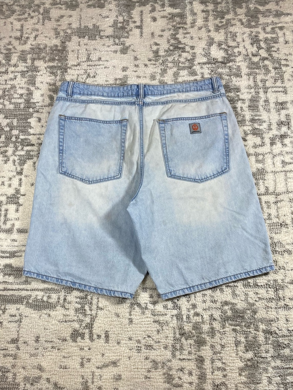 Amnesia Skateboard Faded Baggy Denim Shorts